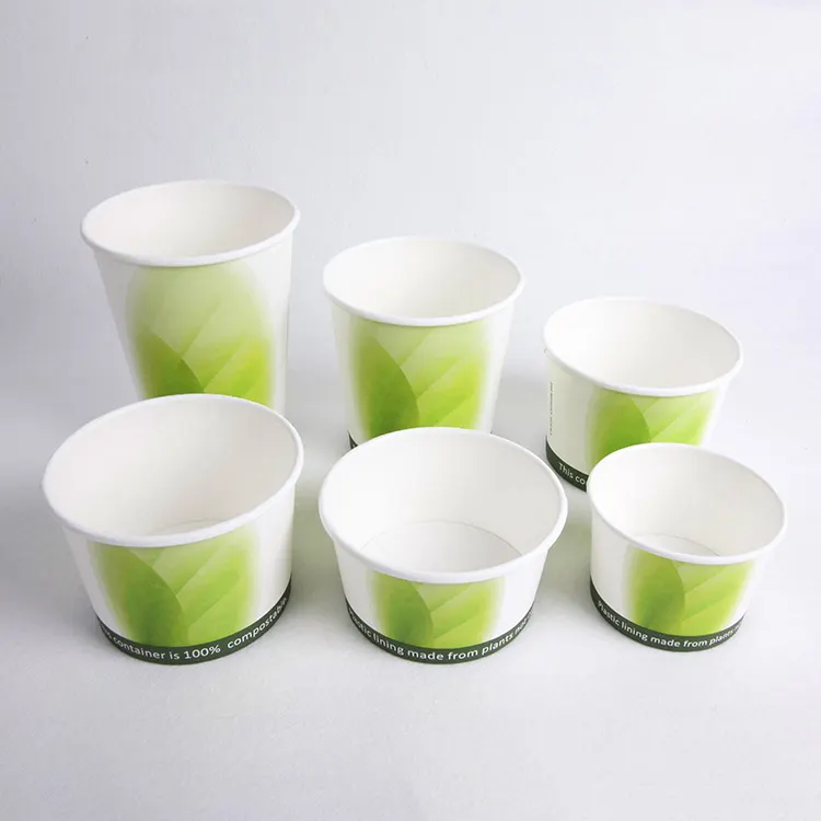 PLA Coated Compostable Paper Soup Cup with lid