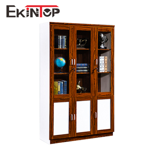 Ekintop العتيقة الصينية الرخيصة المنزل مكتبة 3 باب خزانة أثاث المكاتب الخشب خزانة كتب رفوف مع طاولة للدراسة - Product Image 4