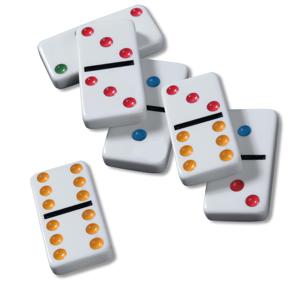 Jeu de dominos - 28 pièces, jeu de dominos double six coloré, jeu de table classique avec boîte de transport/stockage en étain - Product Image 5