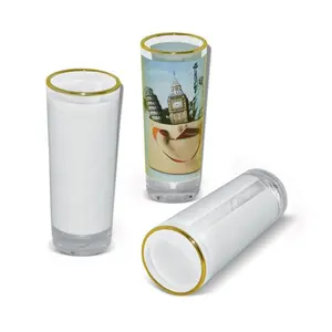 Vaso <span class=keywords><strong>de</strong></span> Chupito <span class=keywords><strong>de</strong></span> <span class=keywords><strong>Vino</strong></span> Personalizado <span class=keywords><strong>de</strong></span> 3 oz con Ribete Dorado y Parche Blanco para Sublimación, Ideal para Regalos y Eventos - Product Image 1