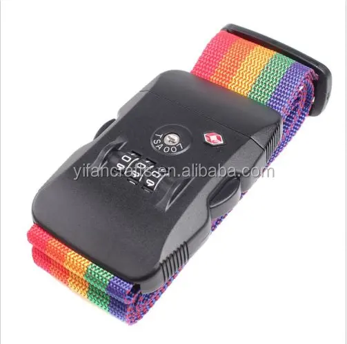 Geekdigg TSA 3-dial Luggage Straps Lock Adjustable Suitcase Travel Belt Rainbow