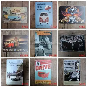 Ruta por mayor 66 VW Beatles vintage Cartel de chapa Bar pub hogar de La Pared Restaurante art Decor Retro Metal Poster