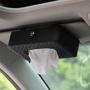 PU leather black back seat tissue box bolder car sunshade tissue box for car