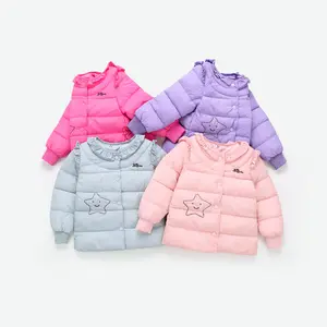 Fashion girls short soft winter down jacket kids nylon winter down jacket for children