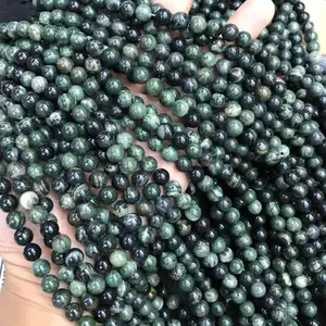 8mm round green rhodonite gemstone beads