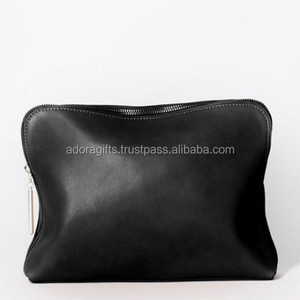 Étui à cosmétiques en cuir noir/fabricant de sac à cosmétiques en cuir indien/sac à cosmétiques en cuir personnalisé - Product Image 1