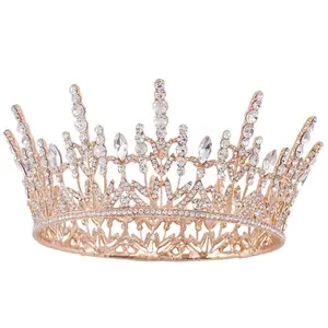 Top Bruiloft Kroon Voor Bruids Hoofddeksel Gouden Barokke Crystal Tiaras En Kronen Bruid Tiara Bruiloft Haar Accessoires