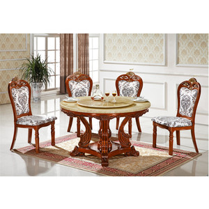 Luxe classique style marbre comptoir table à manger ensemble pour villa - Product Image 2