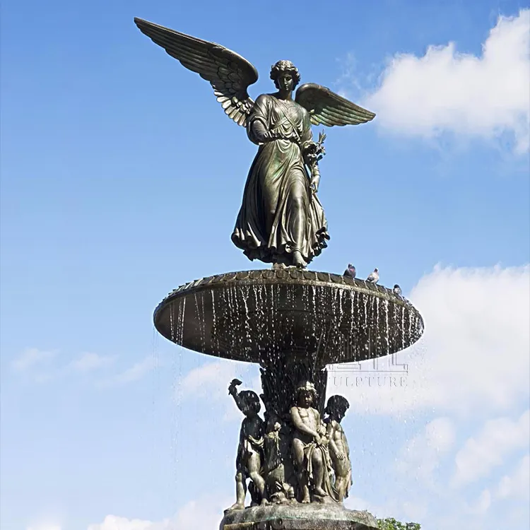 New Designs großer Wasser brunnen aus Kupfer bronze mit Engels-und Kinder statuen