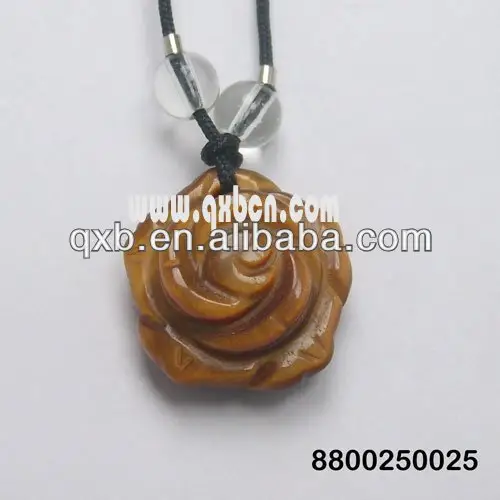 natural rose flower shaped jewelry yellow jade pendant