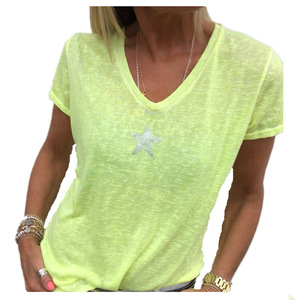 <span class=keywords><strong>Wish</strong></span>-Camisetas estampadas de talla grande para <span class=keywords><strong>mujer</strong></span>, blusa de verano, nuevos diseños, 2023 - Product Image 2