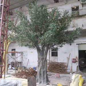 शीसे रेशा ट्रंक प्राकृतिक सतह बनावट के लिए बड़ा जैतून का पेड़ 6m उच्च जैतून का पेड़ आउटडोर सजावट