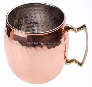 Tasse de mule de Moscou martelée en cuivre pur 100% Accessoires de verres approuvés par la FDA pour le bar - Product Image 1