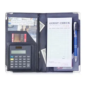 5*9 ''Deluxe und Kellner Kellnerin Organizer Schwarz PU Leder Server Buch mit Taschen rechner Eingebaut für Waits taff Bill Folder