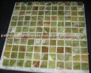 Dark Green Onyx Stone Tumbled <b>Mosaic</b> <b>Tile</b> / <b>Sheet</b> - Product Image 3