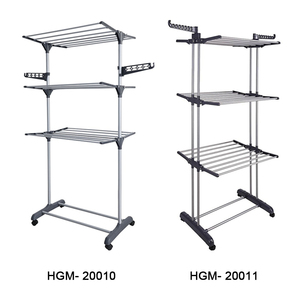 Pliable 3 niveaux roulant pliable vêtements étendoir à linge intérieur extérieur gris foncé métal étendoir - Product Image 4