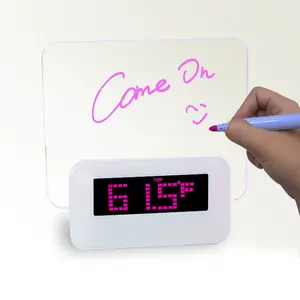 Zogift luminous Reminder blue light led fluorescent Scribble Writing message memo board digital alarm clock with 4 port usb