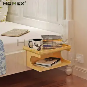 Mensola <span class=keywords><strong>da</strong></span> comodino in bambù a doppio strato Caddy Tray testiera mensola multiuso uso come <span class=keywords><strong>Organizer</strong></span> per comodino/Homex_BSCI Factory - Product Image 1