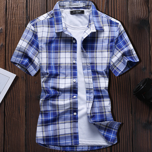 Ultime Camicie Casual Slim Fit con Bottoni per Uomo e Donna, Bluse a <span class=keywords><strong>Maniche</strong></span> <span class=keywords><strong>Corte</strong></span>, <span class=keywords><strong>Camicia</strong></span> a <span class=keywords><strong>Quadri</strong></span> Personalizzata all'Ingrosso - Product Image 4