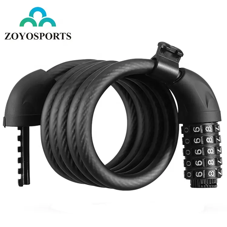 ZOYOSPORTS 1.2/1.5m Long Safety 5 Digital Code Combination Bike Lock Stainless Steel Bicycle Cable Chain Lock