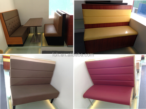 Nuevo lanzamiento de la <span class=keywords><strong>vendimia</strong></span> <span class=keywords><strong>restaurante</strong></span> sofá de madera cojín rojo cabina de banco silla de cuero (FOH-HRS40) - Product Image 3