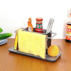 Black and White Desktop Kitchen Sponge Organizer Dish Self Draining <strong>Sink</strong> Storage <strong>Rack</strong> - Product Image 5