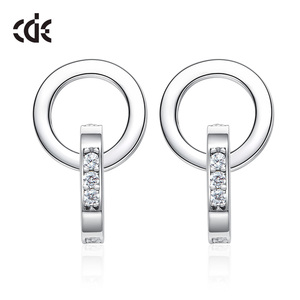 925 चांदी डबल रिंग महिलाओं संवर्धन बाली वृत्त - Product Image 2