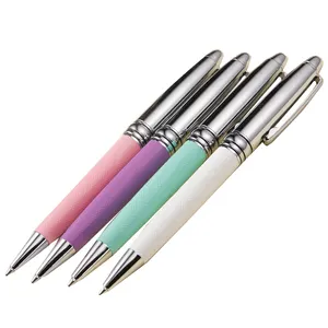 2024 Custom logo engraved promotional leather customized metal pen