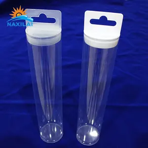 Naxilai See-through plastic 46mm thin pc /pvc soft Clear packing tube with hang plug Food Grade Packing Polycarbonate PC tube