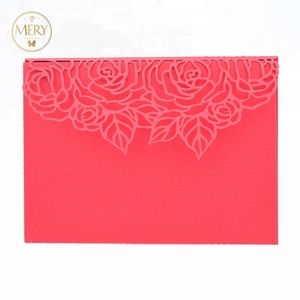 Invitation de <span class=keywords><strong>mariage</strong></span> classique de style rose avec pochette pour carte RSVP, invitation découpée au laser - Product Image 5
