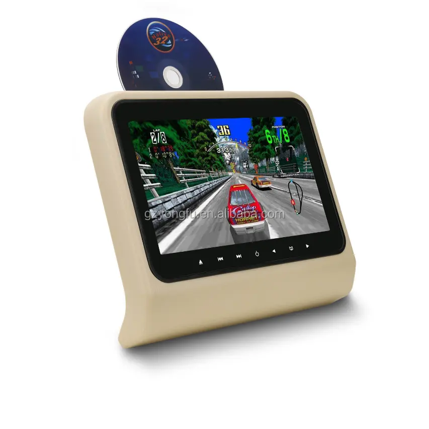 Elegant design 9.0 inch car portable headrest back set dvd monitor with USB+SD+FM+wireless game