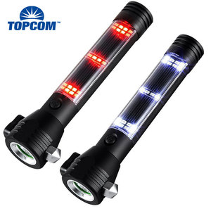 Marteau de sécurité solaire multifonction pour évacuation d'urgence de voiture Lampe torche COB LED haute puissance Banque rechargeable USB - Product Image 6