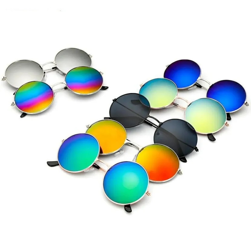 Винтажные Круглые Солнцезащитные очки с зеркальными линзами UV400 для мужчин и женщин