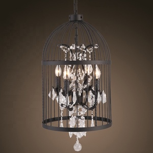 Lampadario a Gabbia per Ristorante, Illuminazione <span class=keywords><strong>Vintage</strong></span> in Cristallo, Lampadari Cozee, Lampada a Sospensione per Hotel, <span class=keywords><strong>Plafoniera</strong></span> CZ2510/4 - Product Image 1