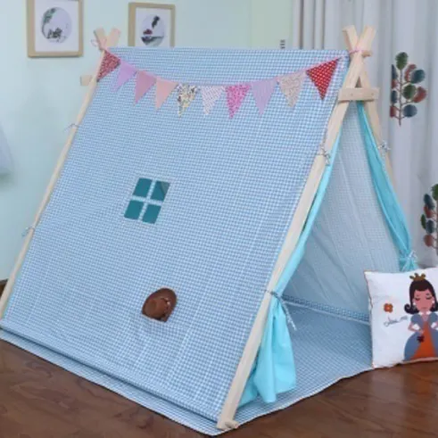 printing blue indoor children kids play panner teepee tent