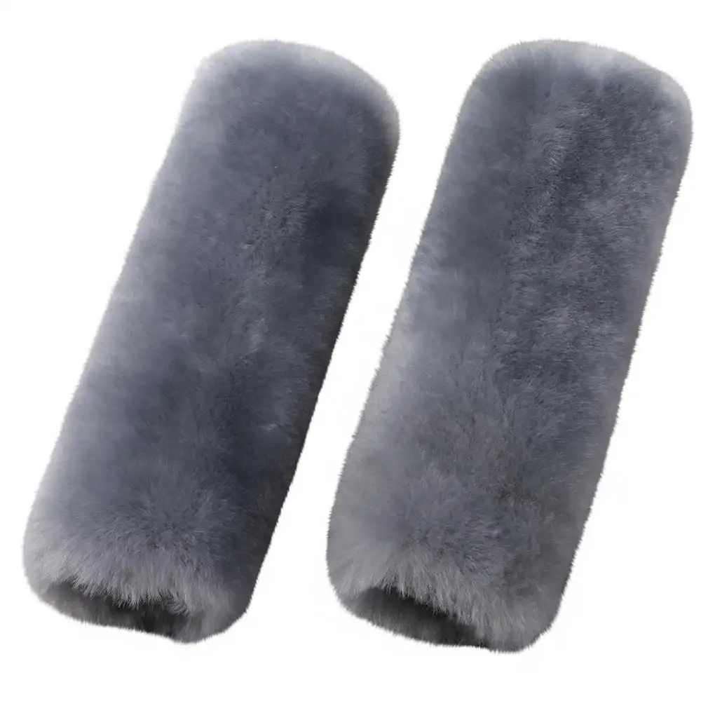 Customized Styling Fluffy Wool Seat Belt Cover Shoulder Pad For Car Accessories Interior Australian Merino Sheepskin Fur Cushion