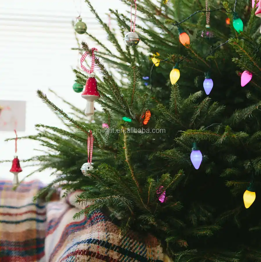 Guirnalda de luces con forma de árbol de Navidad, luces intermitentes con bombillas tradicionales