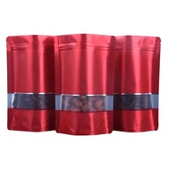 Sac en aluminium Mylar bleu mat, sac à fermeture éclair avec fenêtre 10 pièces, 28g 50g 100g 250g 500g