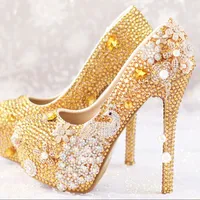 Gold Wedding Shoes for Women, Bling High Heels