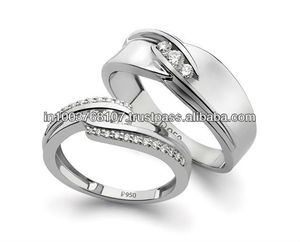 Bagues de mariage en or pur, bijoux cloutés avec des diamants naturels, pour hommes et femmes - Product Image 1