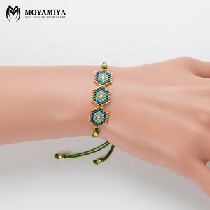 Moyamiya Miyuki <span class=keywords><strong>Nazar</strong></span> Gioielli Fatti A Mano Annata Donne Boncuk Hexagon Tre Braccialetto Semplice Braccialetto Chain accessori donna - Product Image 4
