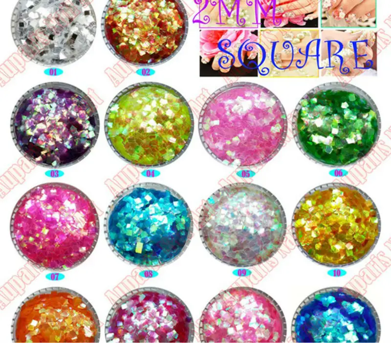 Poli glitter pul tırnak/yuvarlak akrilik tırnak glitter pul tırnak ipuçları dekorasyon/12 yeni renkler glitter pul tırnak- AGS