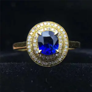 Harga Penjualan Langsung Pabrik Cincin Batu Safir 2.92K dari Arab Saudi 18K Perhiasan Wanita