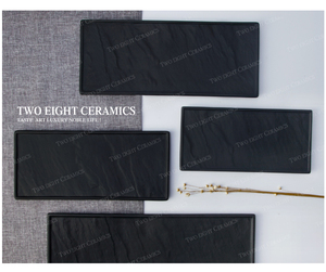 Fabricante de café rectángulo negro porcelana platos de servir de cerámica # - Product Image 3