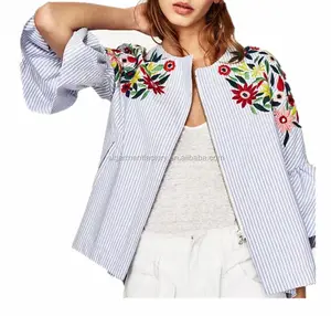 New Arrival Autumn Women Embroidery Jacket Butterfly Three Quarter Slevve Jackets Coat Outerwear STb-0955 new