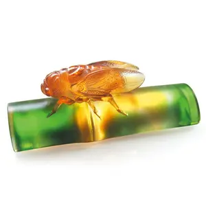 Pha Lê Thủy Tinh Liuli Cicada Paperweight Penrack Phụ Kiện Trang Trí