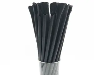 Black Spoon Straw Disposable Spoon Plastic Drinking Straw Party Ice Smoothies Milkshake Bar Snow Candy Spoon straws