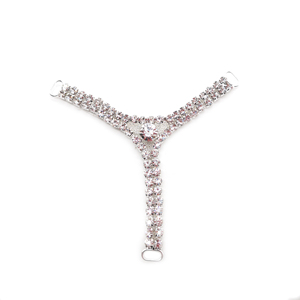 Venta caliente filas dobles en forma de Y Rhinestone Bikini conector traje de baño joyería hebilla para Bikini - Product Image 1