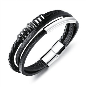 Marlary bracciale in pelle intrecciata con gioielli da uomo personalizzati alla moda con chiusura magnetica negozio di <span class=keywords><strong>bracciali</strong></span> in pelle da uomo - Product Image 1
