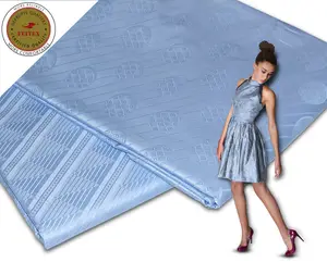 Brocart de Guinée 10 Yards/pièce <span class=keywords><strong>Bleu</strong></span> Ciel Shadda Bazin Riche Tissu Damassé 100% Coton Tissu Africain pour Vêtements Qualité Allemande - Product Image 1